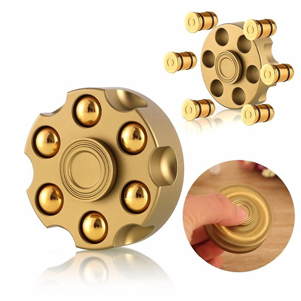Revolver Finger Spinner Hand Fidget Pocket EDC Toy Spinning Top Brass Bullet ❤️❤️