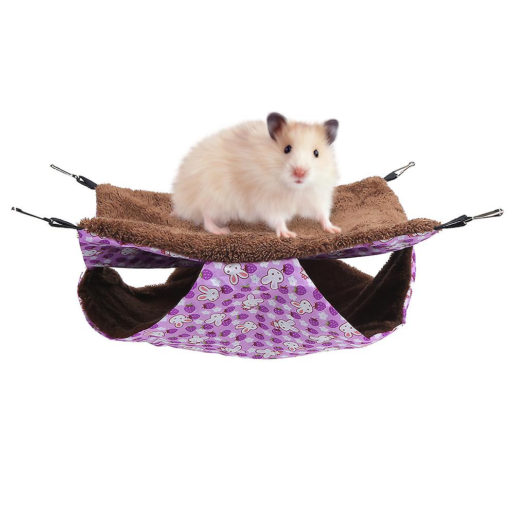 Purple Rabbit Double Layer Interlayer Warm Hammock Hanging Bed House Sleeping Bag for Squirrel Small PetsS