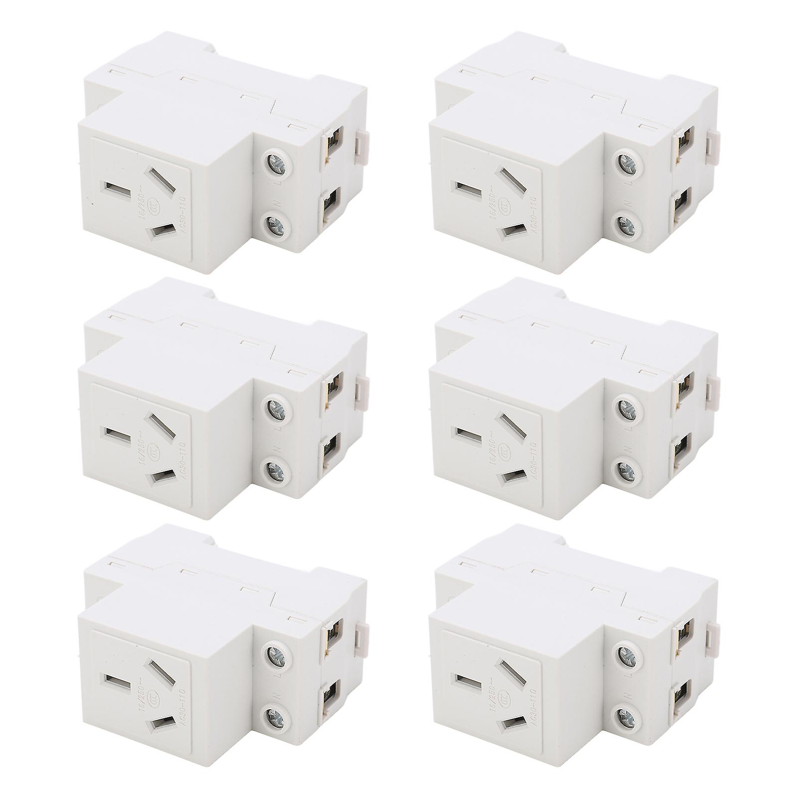 6PCS Modular Socket Guide Rail Power Socket 3 Hole 250V Industrial Power Outlet for Electric Appliance