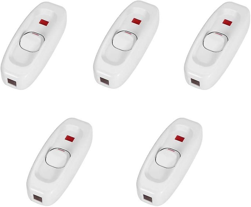 Switch - 5Pcs Inline on/Off Table Lamp Cord Cable Switch with LED Indicator Light (Color : White)