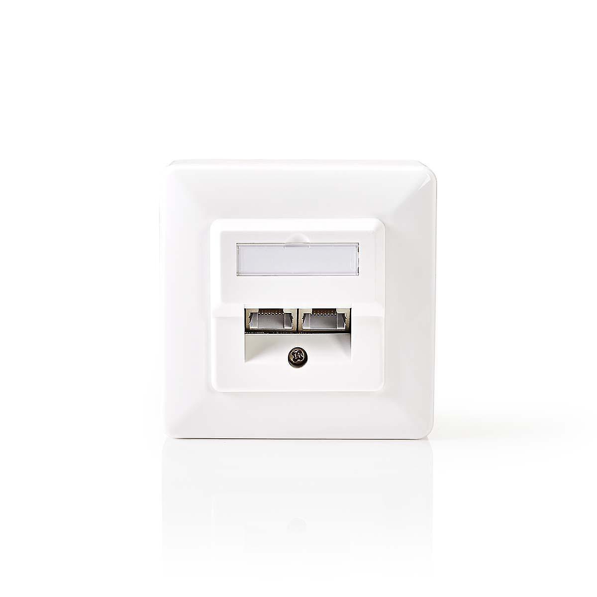 Network Wallbox | In the wall | 2-Port port(s) | CAT5e | Straight | Female | Gold Plated | PVC | White | Plastic