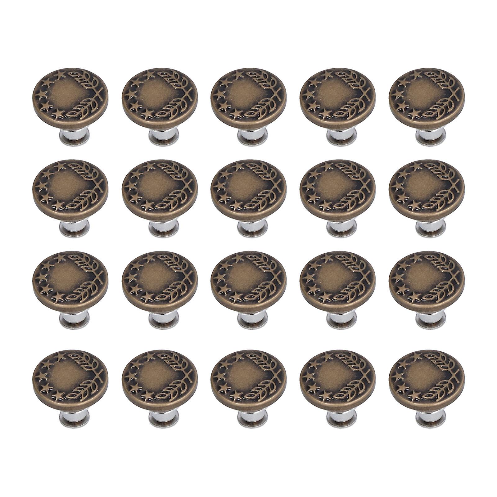 20Pcs Button Durable Card Slot Design Adjustable Bronze