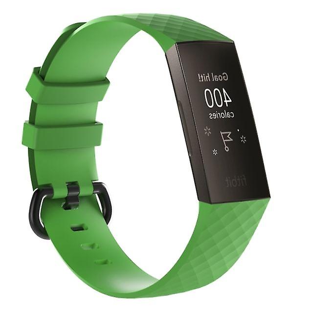 Diamond pattern silicone watchband for Fitbit Charge 3 (green)