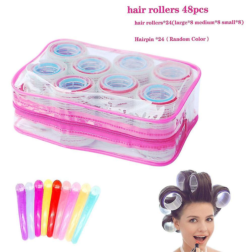 Self Grip Hair Rollers Set, With Hairdressing Curlers (large, Medium, Small)