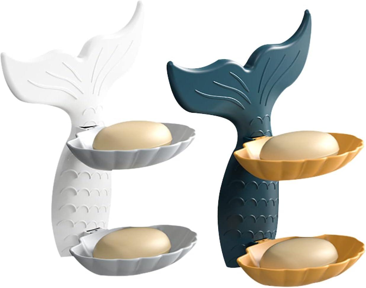 2PCS Soap Holder Double Layer Soap Dish Suction Cup Soap Holder Soap Holder