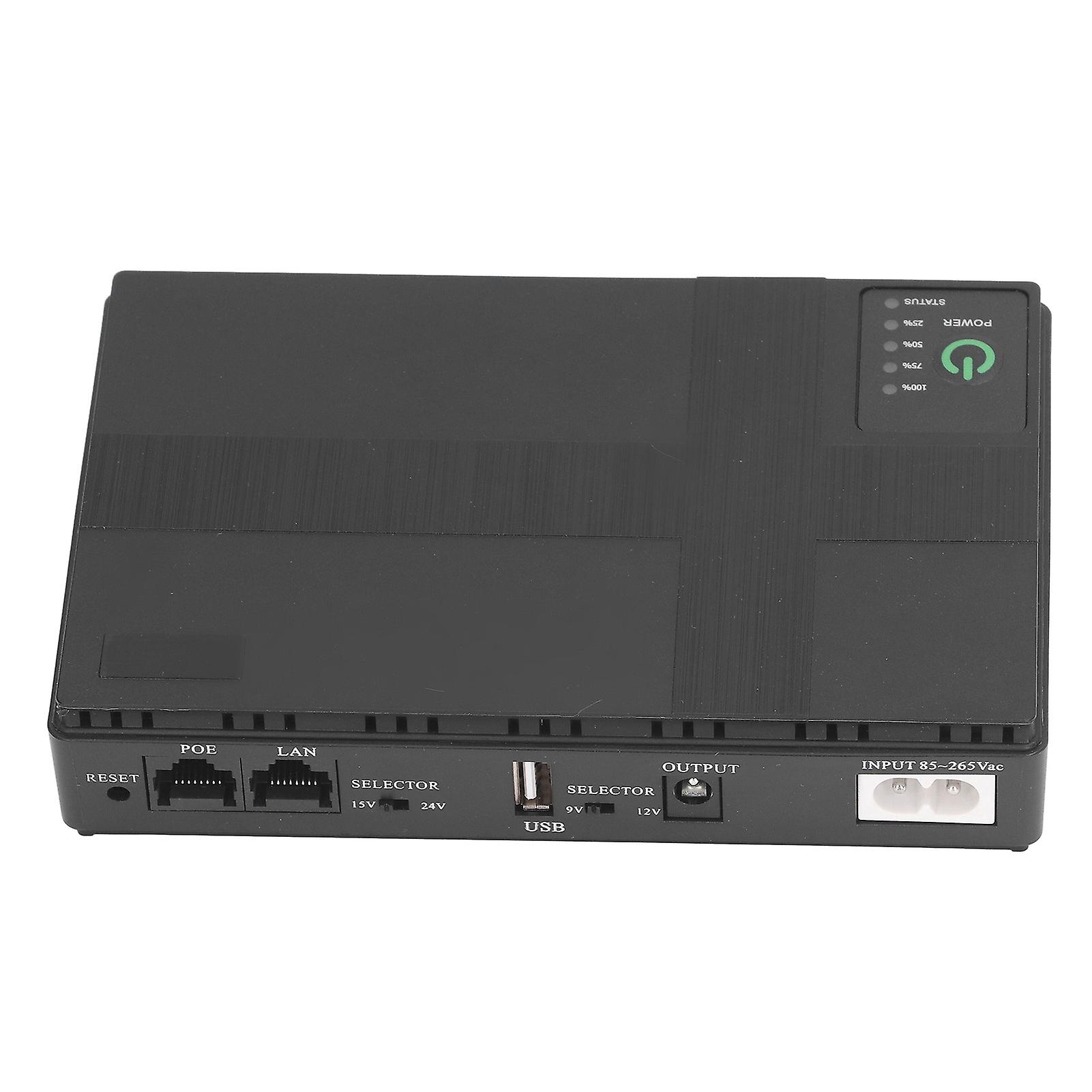 Mini UPS Battery Backup 10400mAh Uninterruptible Power Supply Output 5V 9V 12V POE 15V POE 24V for Camera Router 85‑265V US Plug 