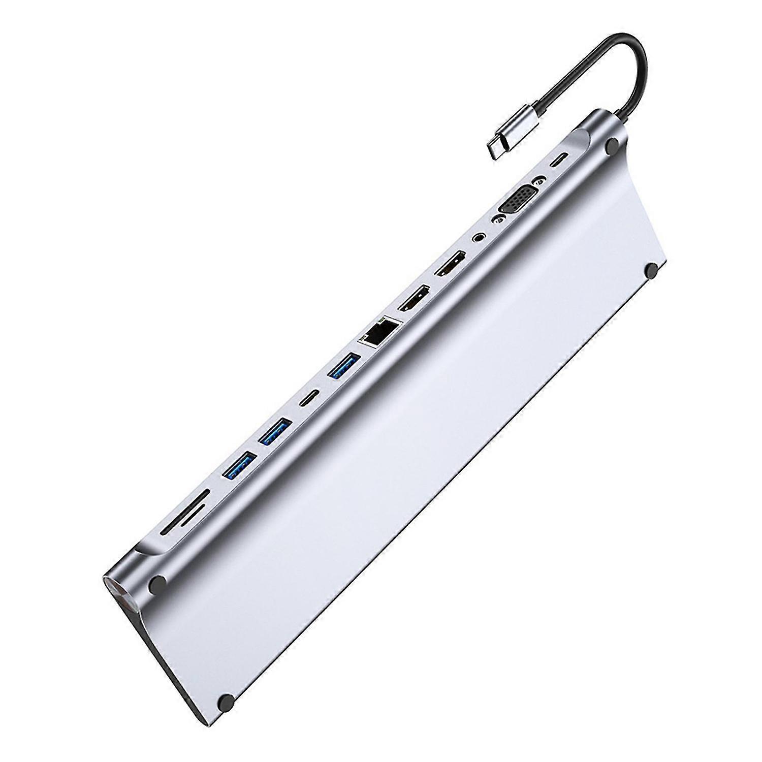 Plug Play Drive-free Efficient Type-C Hub Dual HDMI-compatible 4K USB 3.0 Ethernet Port VGA PD SD/TF