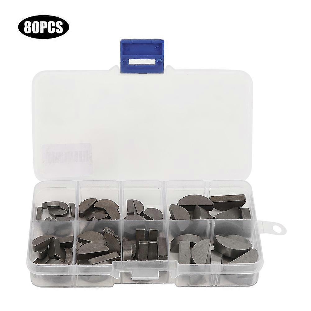 80Pcs ημικυκλική ποικιλία εξαρτήσεων Woodruff ανοξείδωτου βασικά διάφορα μεγέθη με το κιβώτιο αποθήκευσης