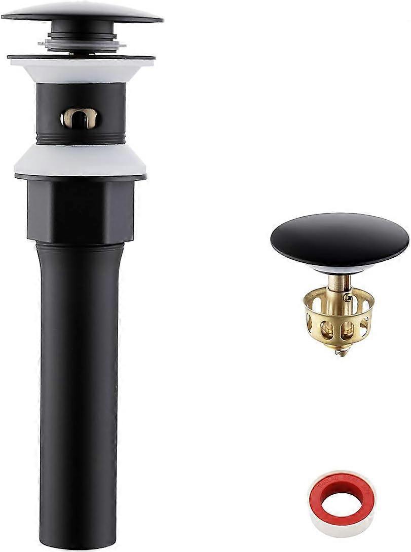 Schwarzes Becken Ablaufgarnitur Ablaufgarnitur mit Überlauf Pop Up Click Basin Ablaufgarnitur Universal Badablauf mit Korb, S2013A-BK