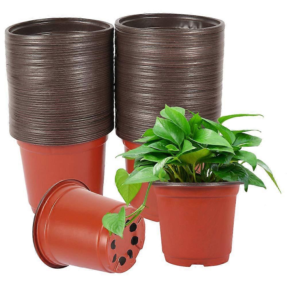 100PCS植木鉢、4インチ/ 10CM屋内プラスチック苗鉢、柔らかい苗床鉢、2色スターター鉢、花種苗鉢
