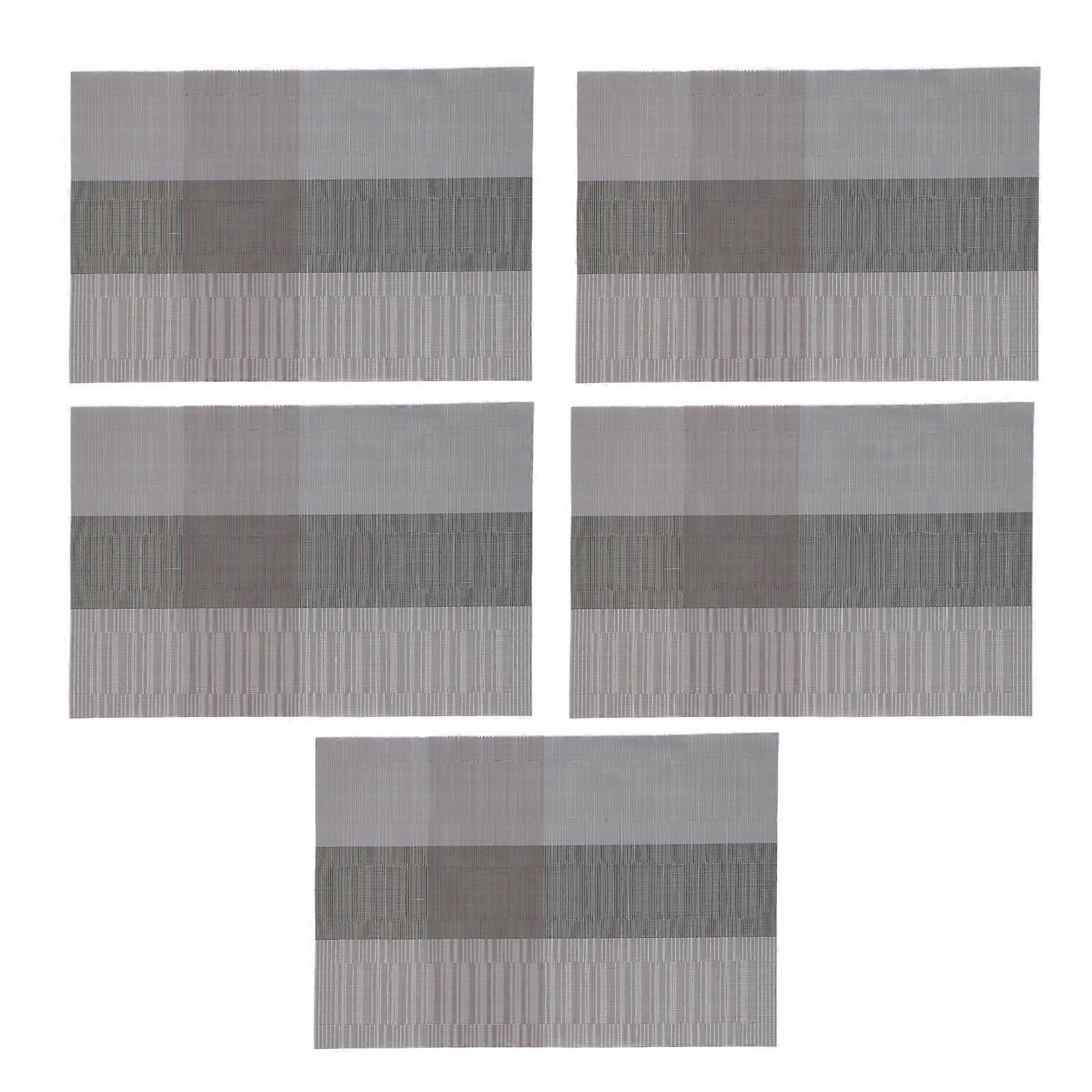 5Pcs Placemat Dining Mat PVC Table Coaster Washable Rectangular for Home Hotel Restaurant Grey