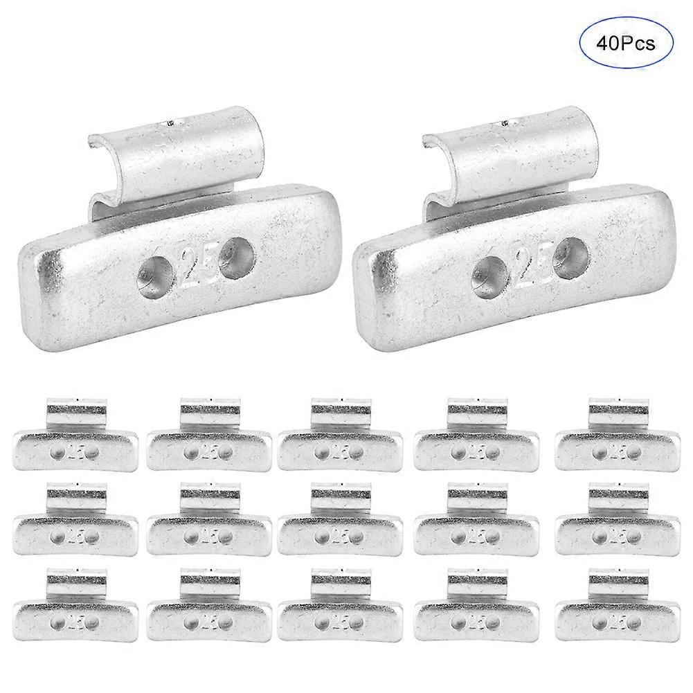 40pcs 25g 0.88oz P Style Steel Wheel Weight Aluminium Alloy Clip On Counter Balance E2U811
