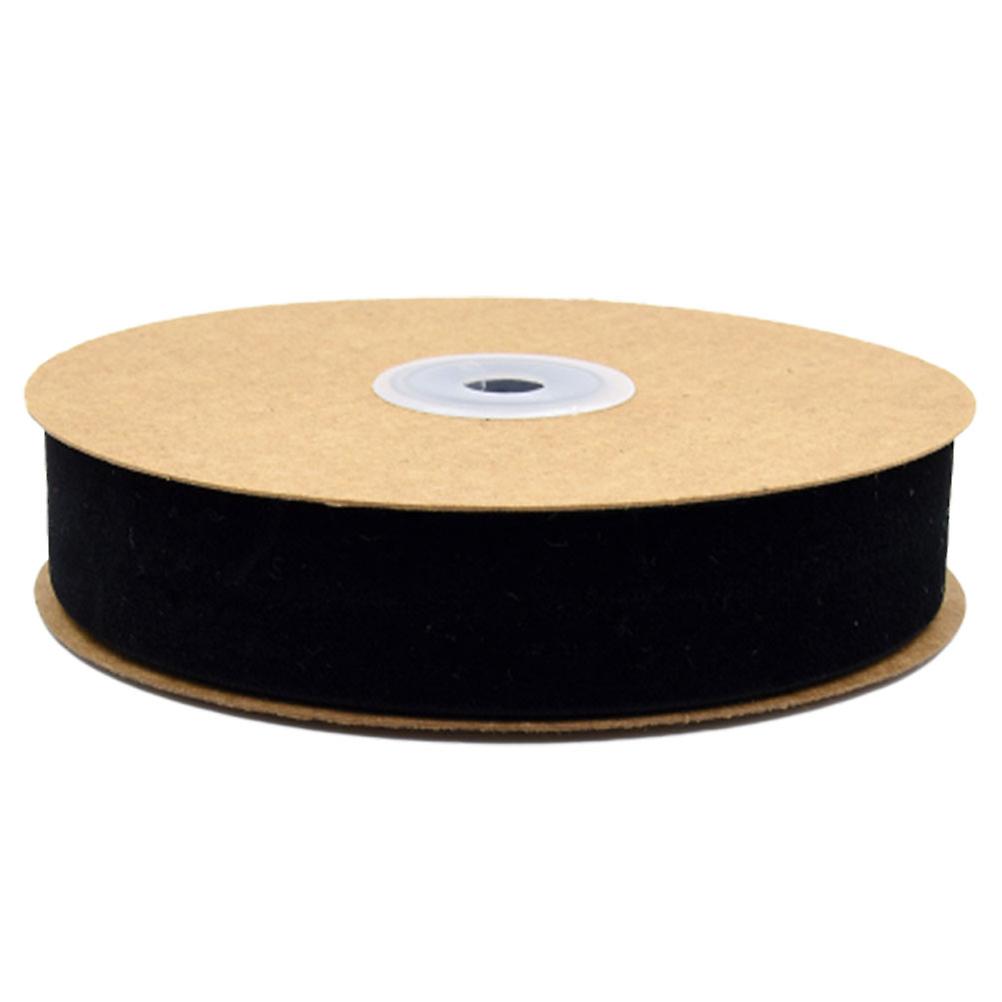 1 Roll of 2.5CM Width Non-elastic Clothes Accessories Ribbon Gift Wrapping Flocking Ribbons DIY Decorative Strap Ribbon Band for Home Shop (Black)