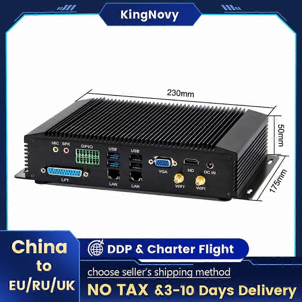 Kingnvo Lüfterloser Mini-PC Nuc Core I7-8550U I5-8250U 6 * com 2 * Intel Lans 8 * USB Robuster Desktop-Computer Gpio Lpt VGA 3G / 4G Wifi Htpc