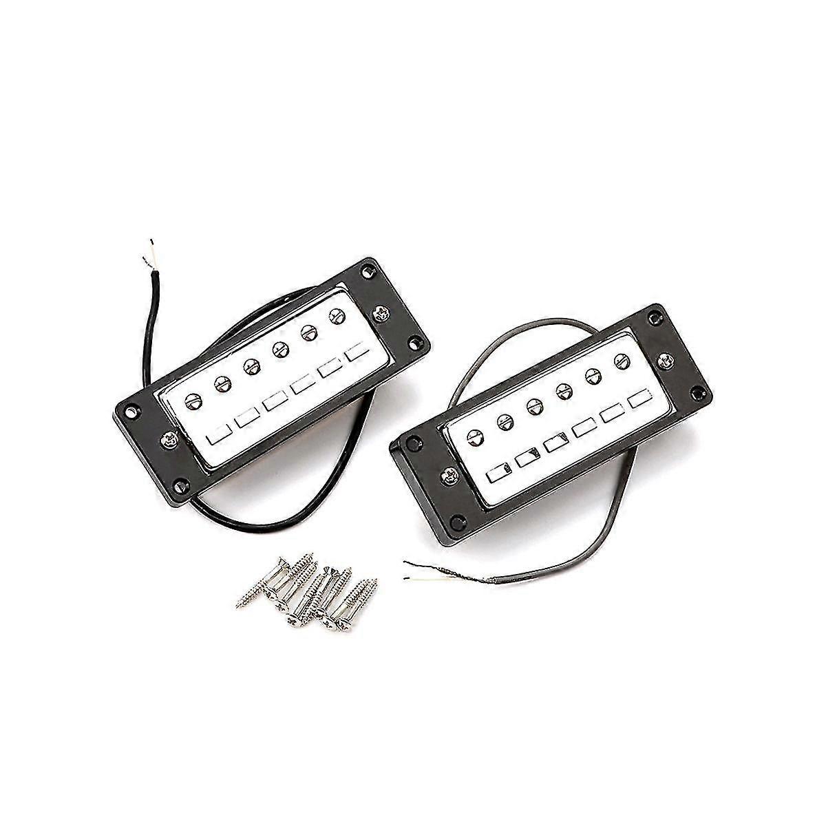 Set of 2 Pcs Mini 6 String Guitar Humbucker Pickups with Black Ring for Electric Guitar Parts