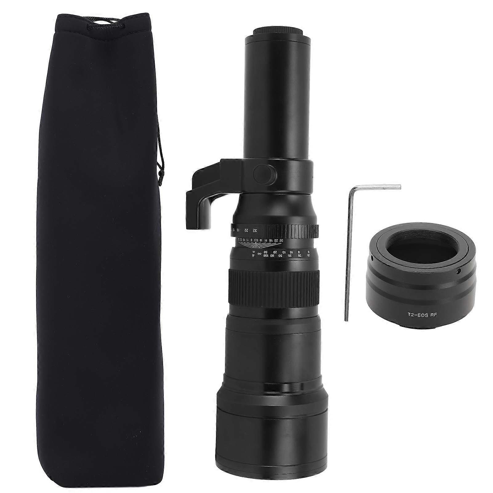 500mm F6.3 Telephoto Lens 4 Elements In 4 Groups Clear View Alloy Shell Camera Lens With T2rf Converter For R Mount Camera Black