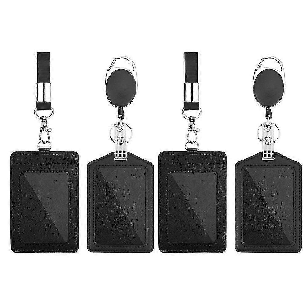 4 Confezione di Portabadge, Verticale Badge Badge Card Holder con Cordino Cinghia e Retrattile Badge Reel ID