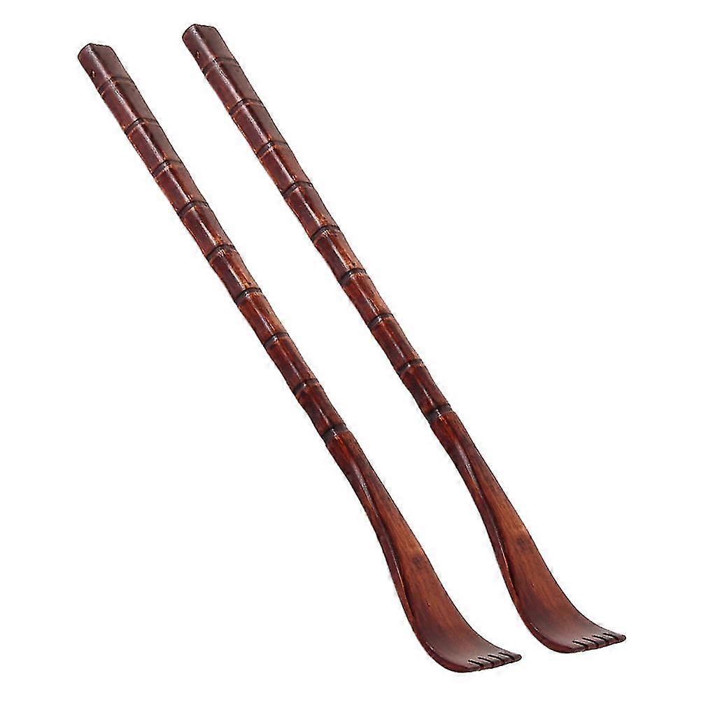 2pcs Back Scratcher Wooden Back Scratching Tool Practical Claw Scratcher Red (square Shape)