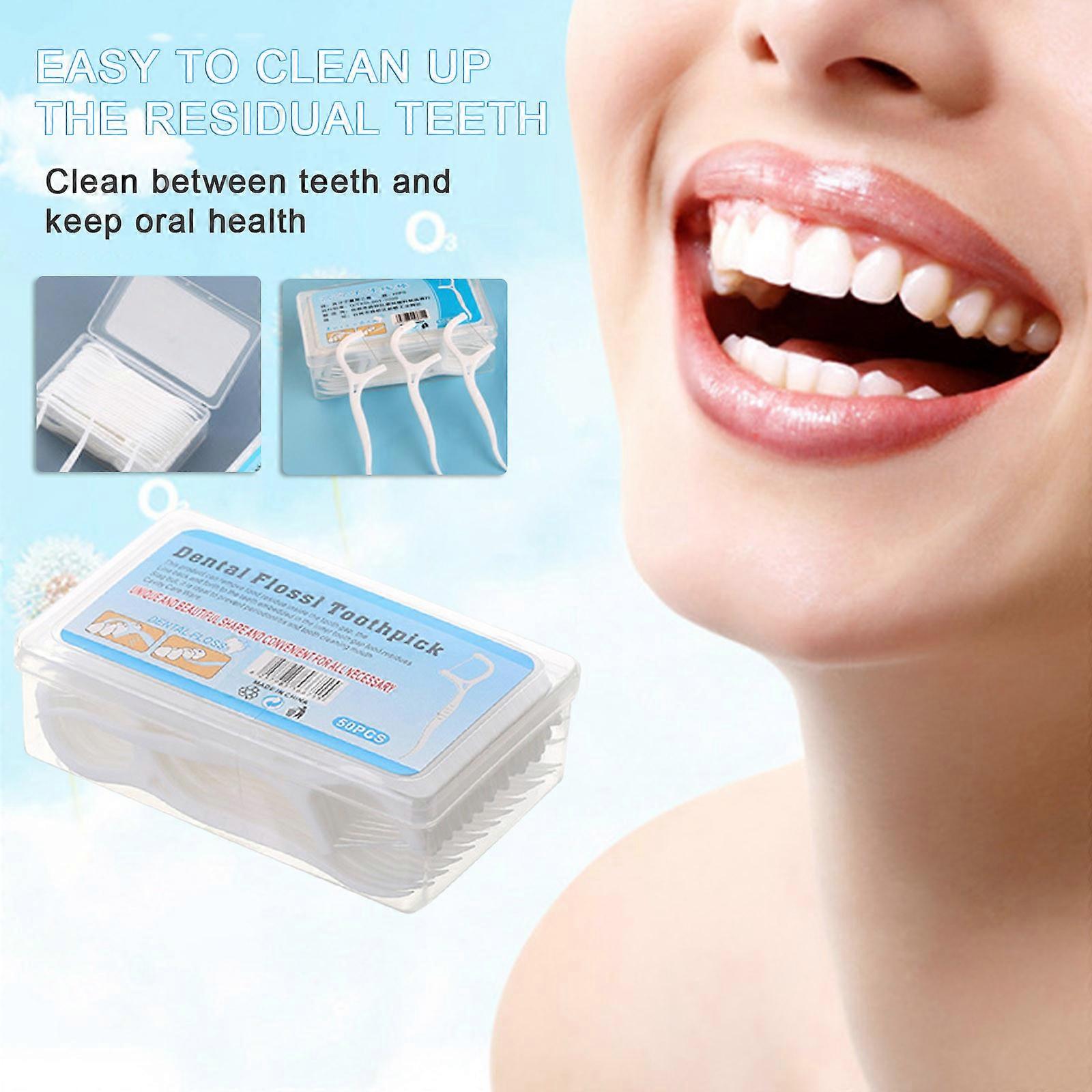 Oral Floss 50 Large Boxed Floss Sticks Clean Disposable Floss Pick Floss Box Floss