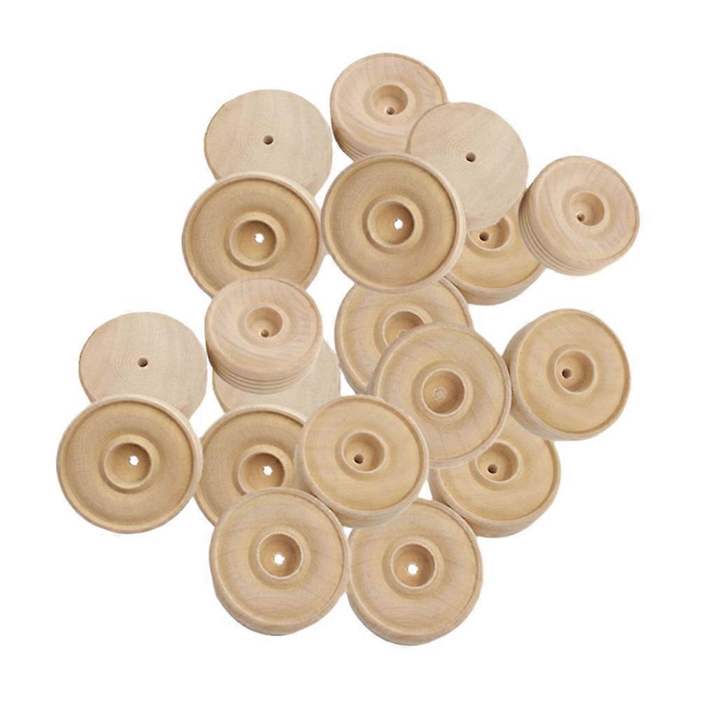 30pcs Round Wooden Wheels Small Wheels Toy Accessories DIY Handmade Crafts Supplies for Kid
