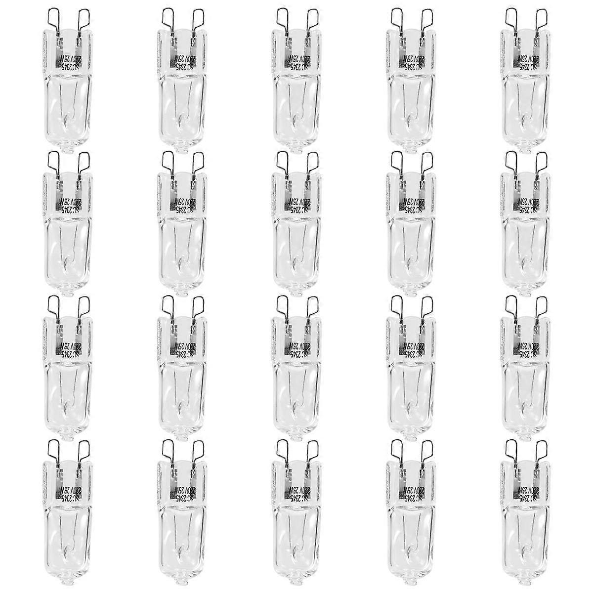 20 stk G9 halogen lyspærer, 25W klare halogenlamper dimbare, 2800K G9 halogen lyspærer