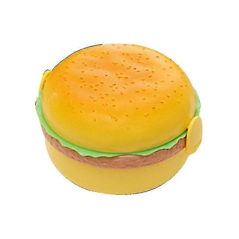 Hamburger Shape Lunch Box Double Layer Cute Burger Bento Box Lunchbox Children School Food Container Spoon Fork Tableware Set - PJ