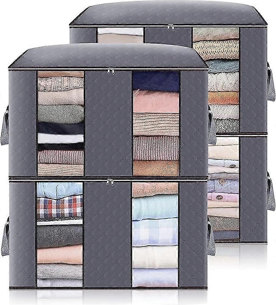 4pcs Large Capacity Clothes Storage Bag With Compartment, Storage Box Clothes