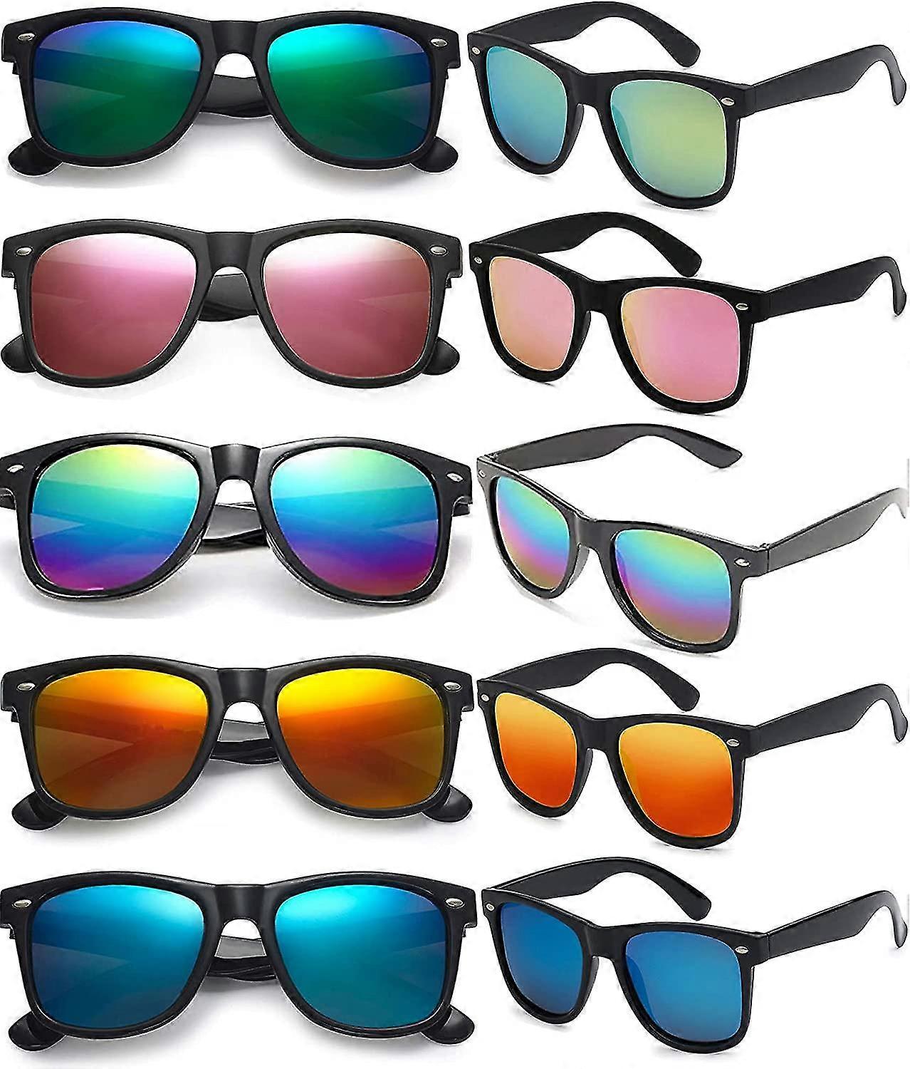 10 Pack 80s Party Sunglasses Bulk Mirrored Sunglasses Party Favors Glasses Retro Sunglasses Set
