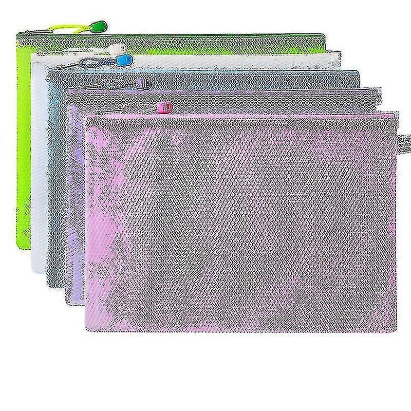 Document Pocket A4 10 Pieces File Zippered Pockets Mesh Plastic Zippered