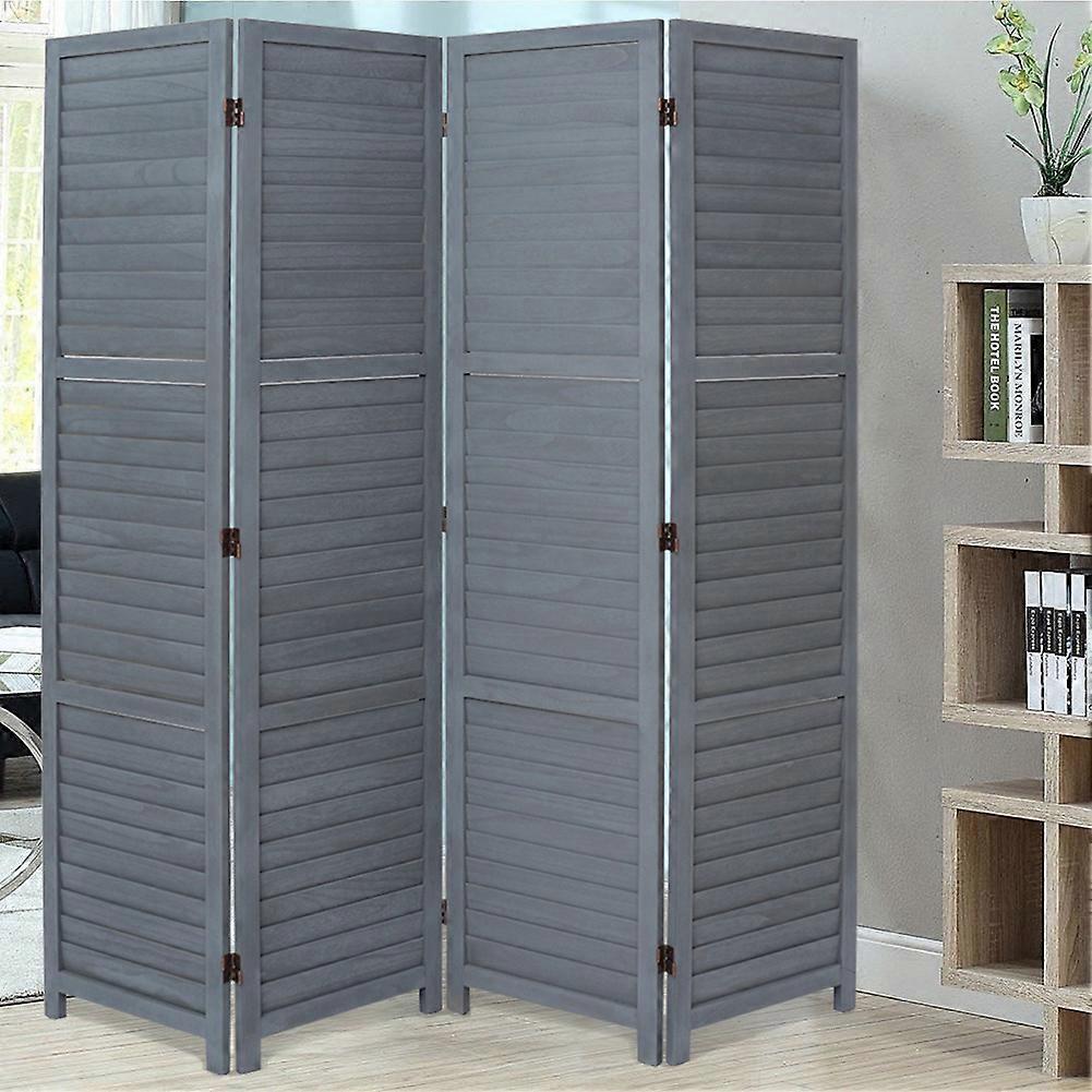 Livingandhome 4 Panels Solid Wood Foldable Room Divider