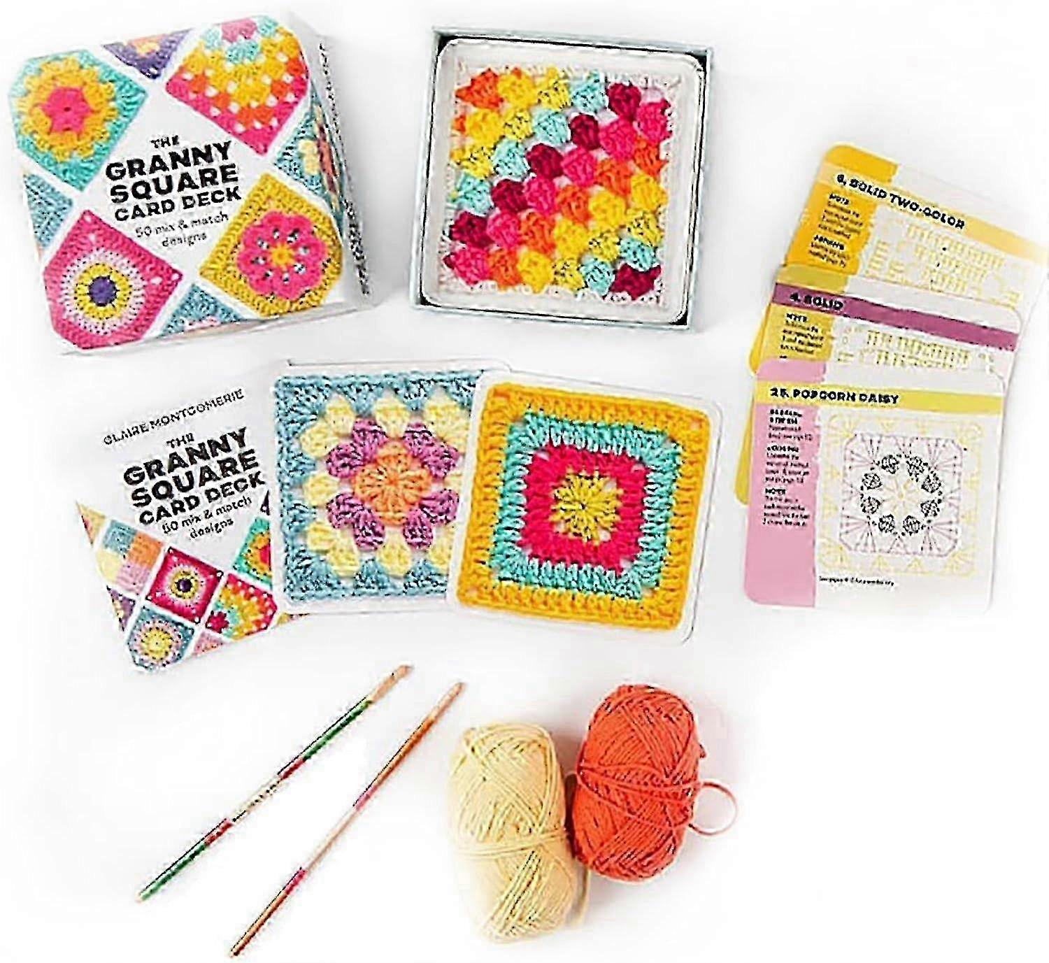 The Granny Square Card Deck ، 50 بطاقة تصميم ميكس ماتش ، طقم حياكة للبالغين ، كروشيه بطاقة ساحة الجدة