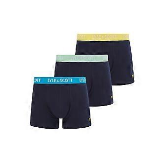 Lyle & Scott 3-pak męskich spodenek Barclay - wielokolorowe paski Peacoat