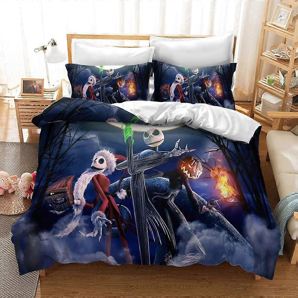 i283 Conjunto de capa de edredom Nightmare-Before Christmas 3 peças para terno de Halloween infantil Capa de colcha com zíper, Microfibra Capa de edredom macia Conjunto de cama - 1 Capa de edredom