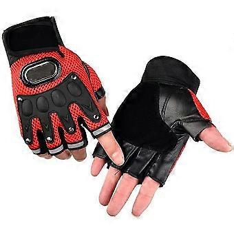 Breathable Mesh Cycling Gloves for Men - Non-slip Leather, Half Finger, Mountain Bike, Motorcycle, R