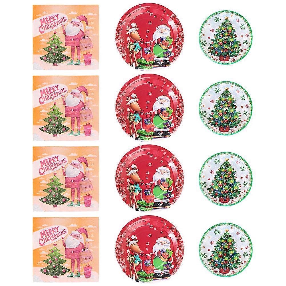 40pcs Decorative Party Dinnerware Festival Tableware Xmas Paper Tableware Set