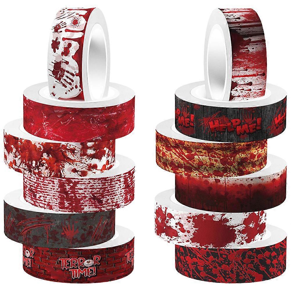 12 Rolls of Halloween Washi Tapes Bloody Printing Tapes Halloween DIY Tapes Scrapbooking Tapes