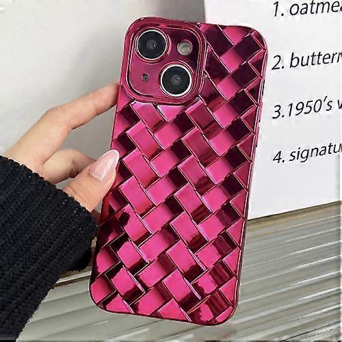 For iPhone 15 Retro Weave Texture Electroplating Mobile Phone Case