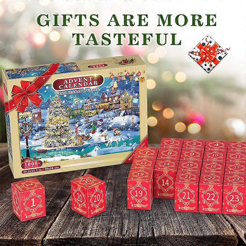 Advent Calendar 2023 Puzzle, 1008 Puzzle Pieces 24 Day Christmas Countdown Advent Calendars, Christmas Gift Idea for Kids Adult