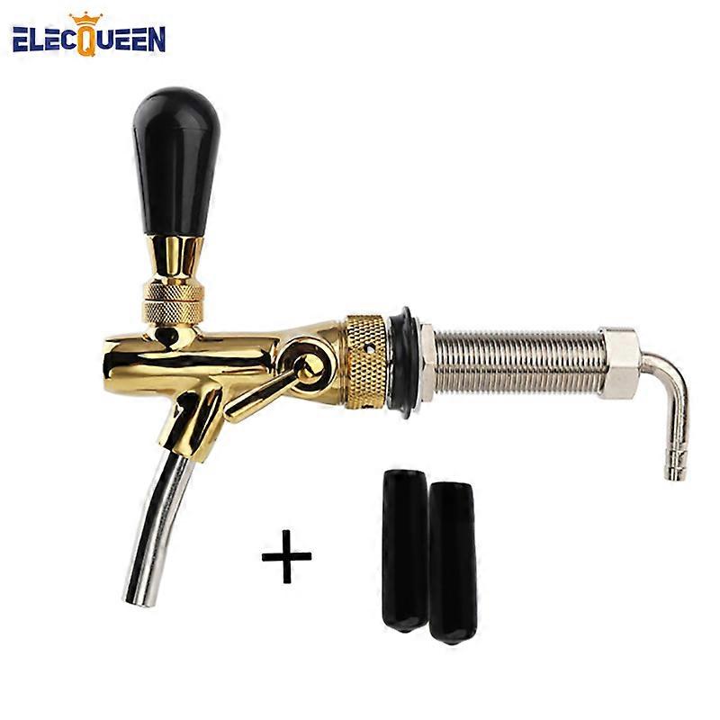 Einstellbarer Bierhahn Wasserhahn Durchflussregelung Wasserhahn mit 100mm Schafthahn Kit Verchromung Homebrew Fassbier + 2 Zapfkappe