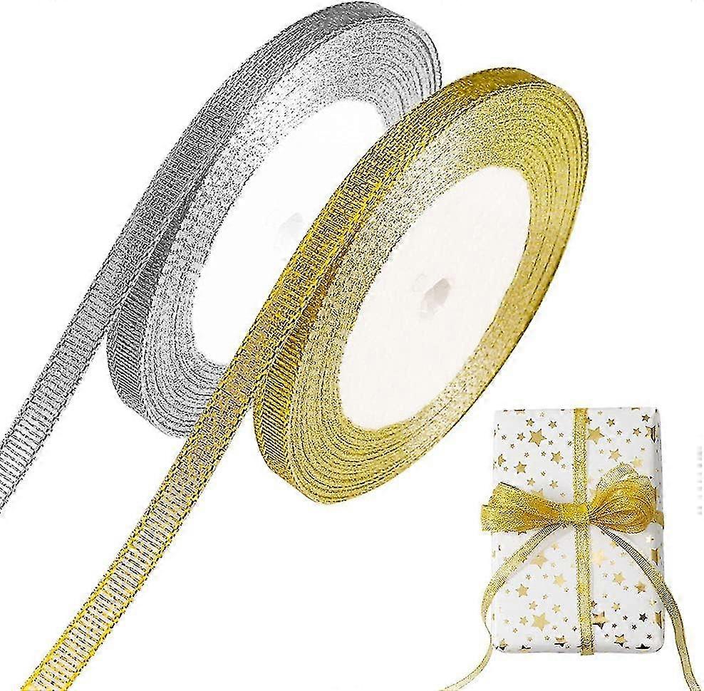 Gold & Silver Organza Ribbon - 25 Yard Rolls