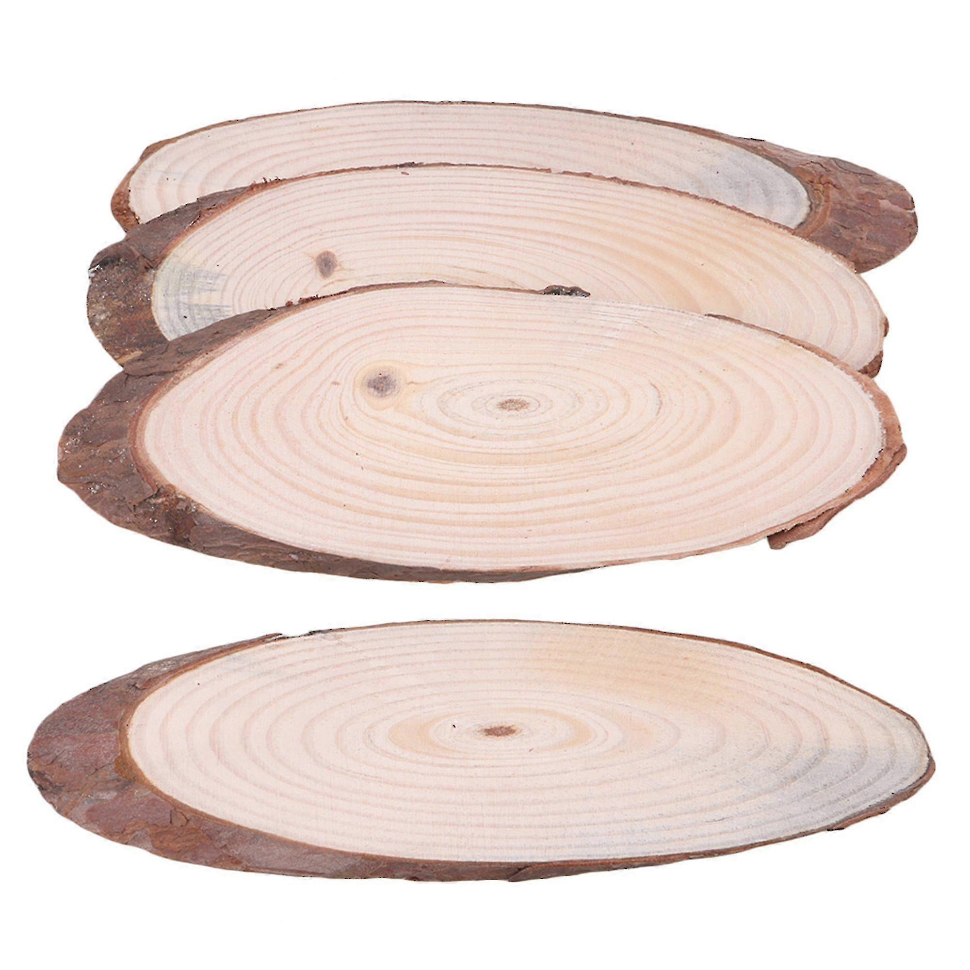 4pcs Craft Handmade Natural Unfinished Wood Slice Oval Shape 18cm-20cm