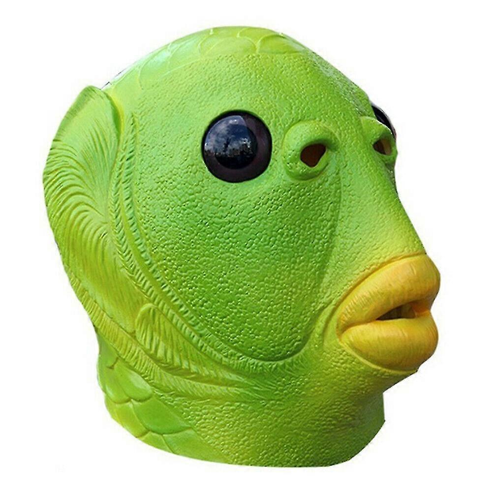 Amusing Green Fish Head Mask Halloween Party Cosplay Funny Mask