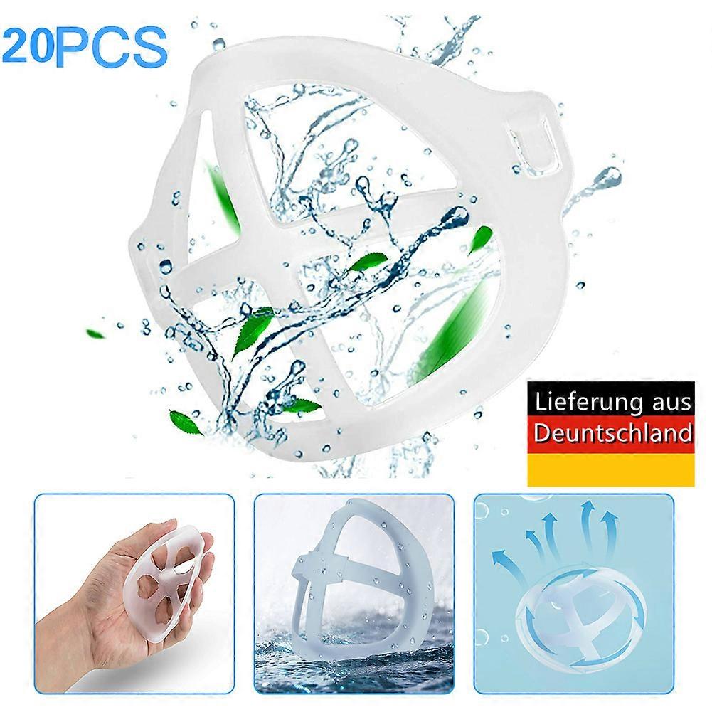 3D Mask Holder,20 Pieces Reusable Face Mask Holder,Mask Inner Support Frame Holder Increases Breathing Space(White)