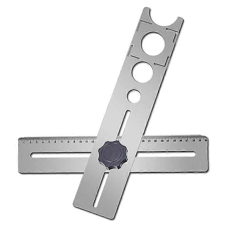 Multi-Functional Stainless Steel Ceramic Tile Hole Locator Ruler Adjustable Punching Hand Measure T