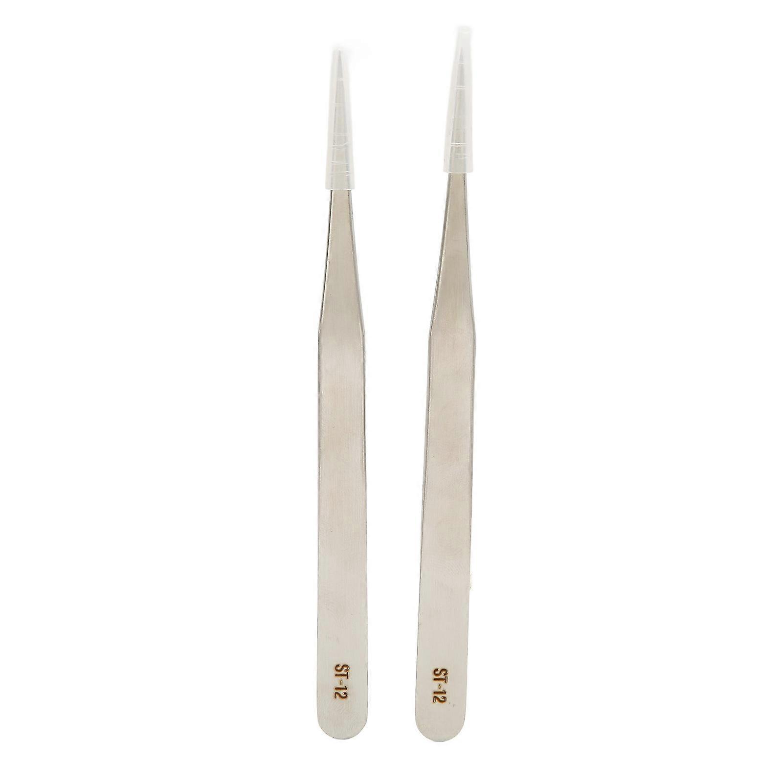 2 Pcs Tweezers Portable Professional Accurate Anti Rust Stainless Steel Tweezers Tool for Hearing Aid Fitting