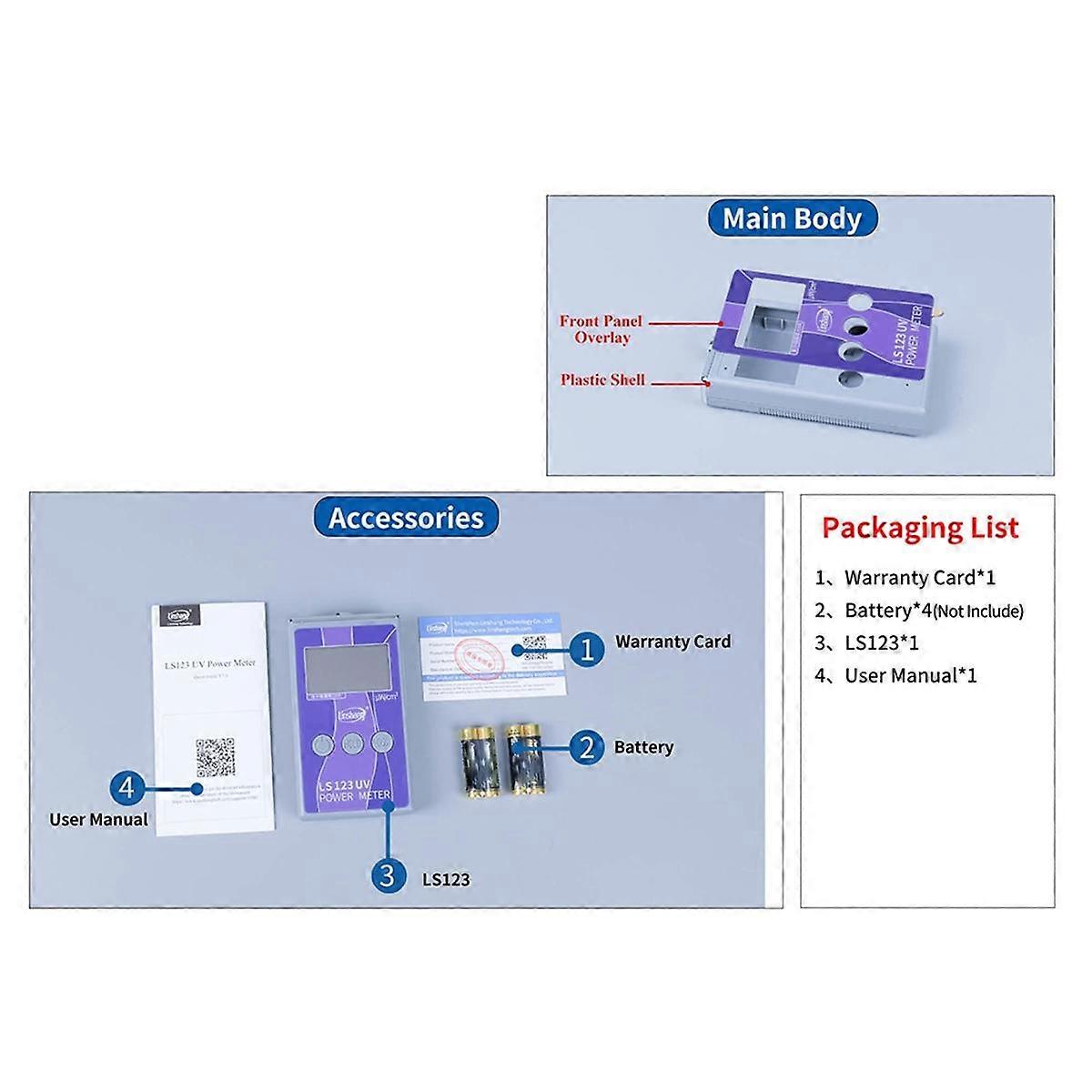 Portable UV Meter LS123 Measure Ultraviolet Radiation Power Intensity Radiance Density Rejection Rate