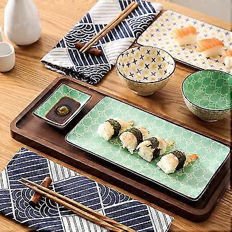 Set Sushi Per 2 Persone In Ceramica | Piatti Bacchette E Ciotole Blu-Bianco - Foto 2
