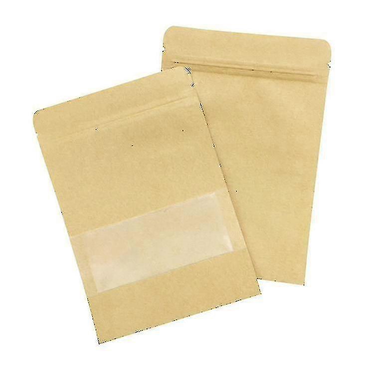 100pcs Kraft Paper Bag With Zipper Small Paper Bag With Window