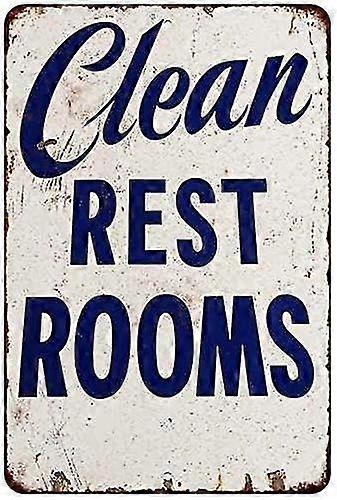 Banheiros Limpos Reprodução Vintage Retro Presente 8x12 Polegadas OU 12x16 Polegadas Acabamento Fosco Modo Metal 2871