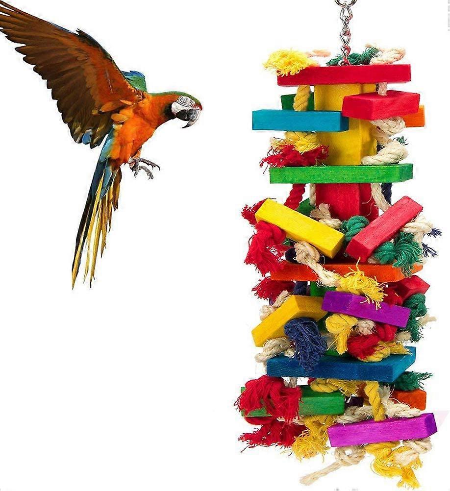 Bird Chew Toys, Wooden Parrot Toys, Flexible Wooden Bite Rope for Birds Parakeets Cockatiels and Love Birds - Size L